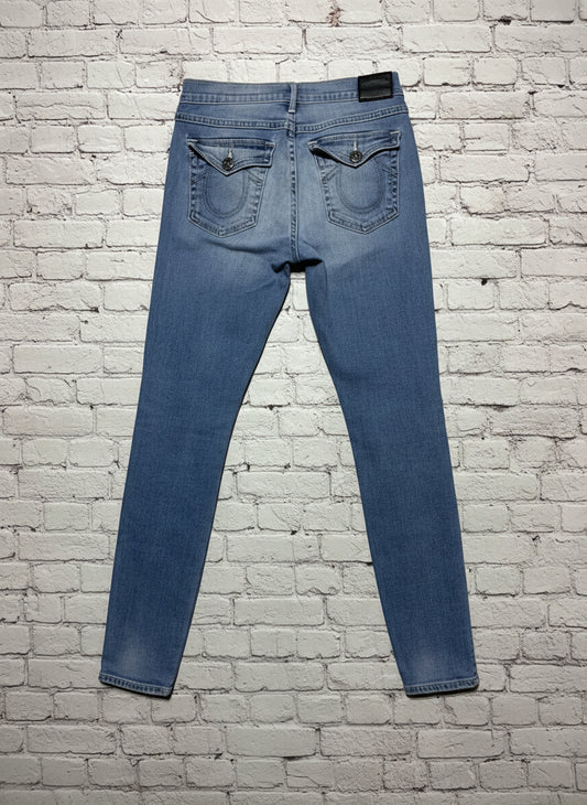 True Religion Halle Mid Rise Super Skinny Distressed Jeans - Size 27 Women’s Made in USA Untitled Nov19_18:06