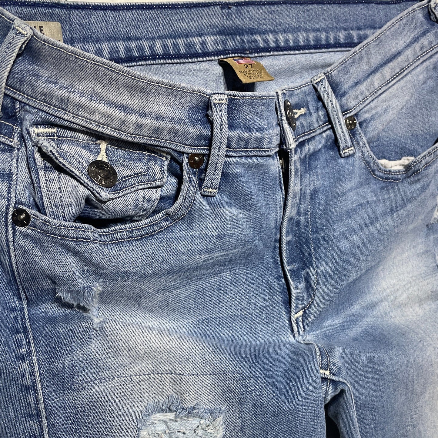 True Religion Halle Mid Rise Super Skinny Distressed Jeans - Size 27 Women’s Made in USA Untitled Nov19_18:06