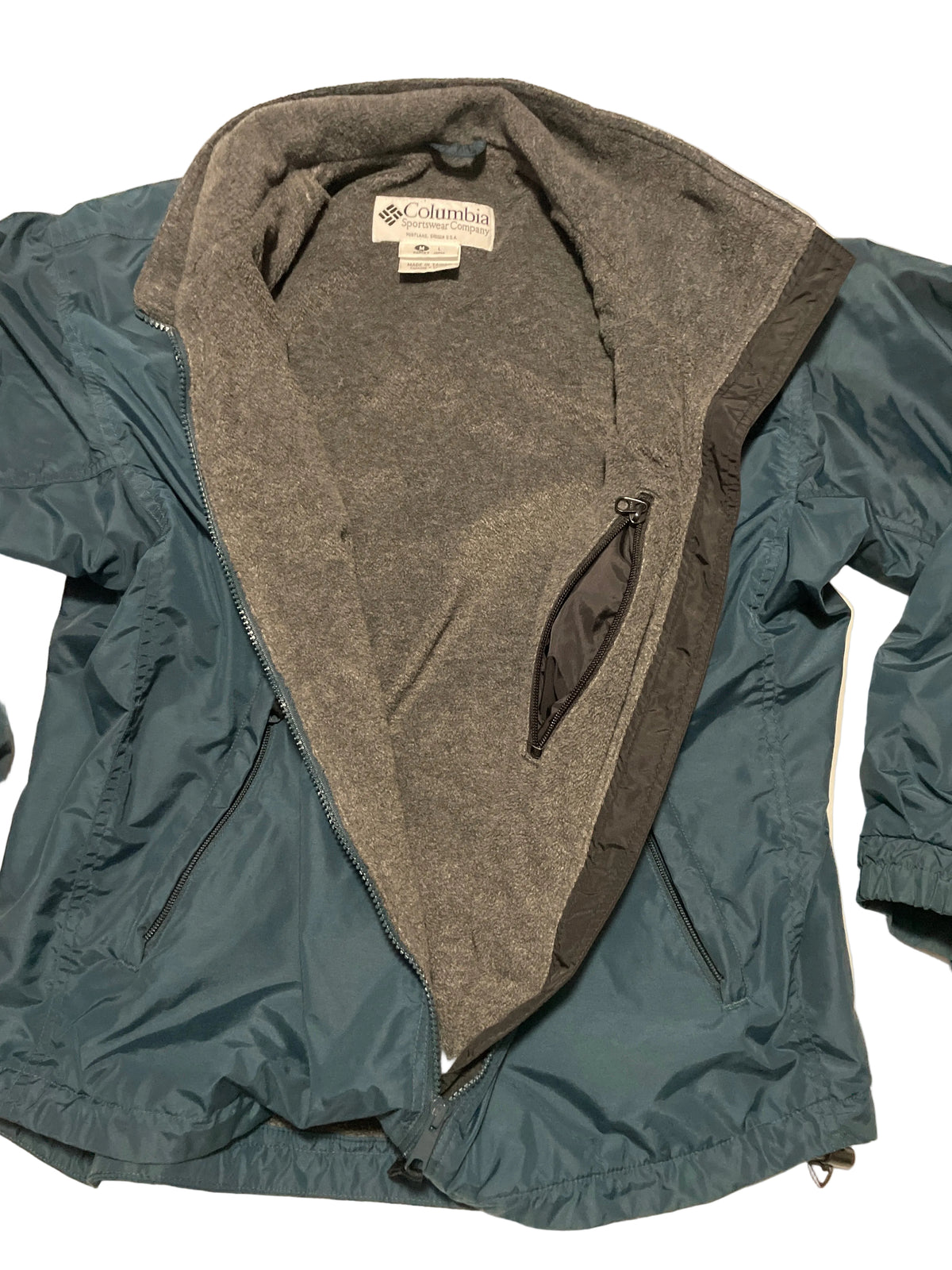 Vintage Columbia Fleece Lined Jacket Women’s Medium Teal Made in Taiwan