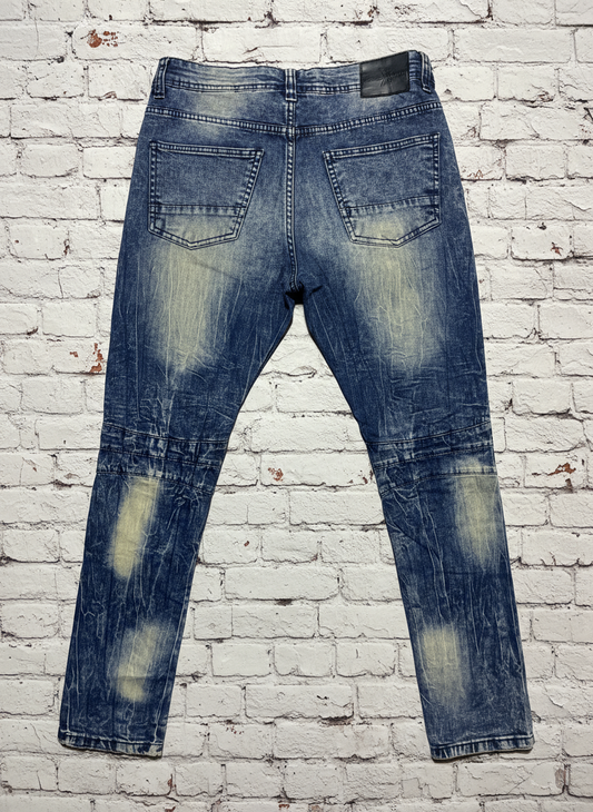 Marc  Ecko Cut & Sew  Men’s  Distressed  Moto Patchwork Jeans  30X30 Y2K 90s Vnt