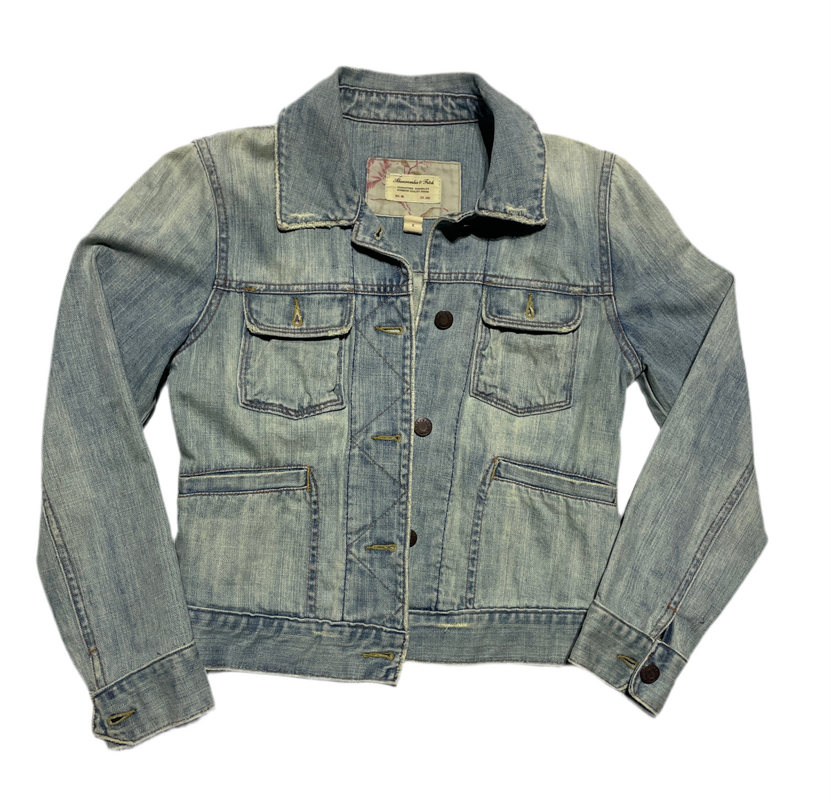 Abercrombie & Fitch Light Wash Denim Trucker Jacket Women’s Small Hong Kong Made Y2K Vintage Style