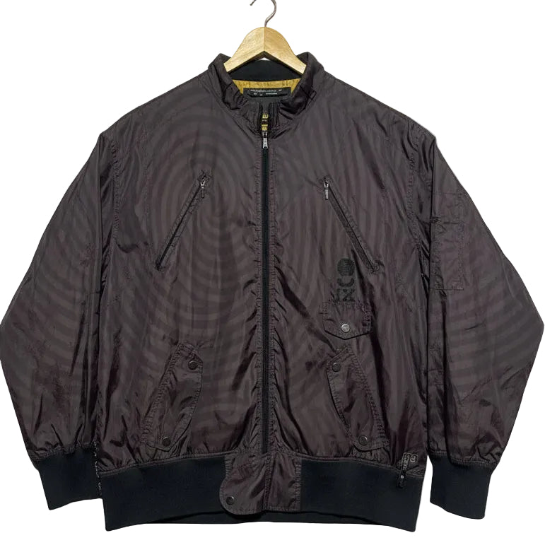 Y2K Rocawear 10‑683‑0 Spiral Nylon Bomber Jacket 2XL – Black/Dark Brown Mesh Lined Hip Hop Windbreaker