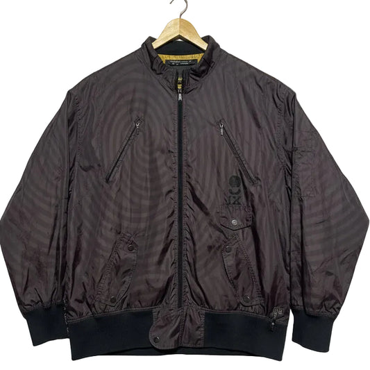 Y2K Rocawear 10‑683‑0 Spiral Nylon Bomber Jacket 2XL – Black/Dark Brown Mesh Lined Hip Hop Windbreaker