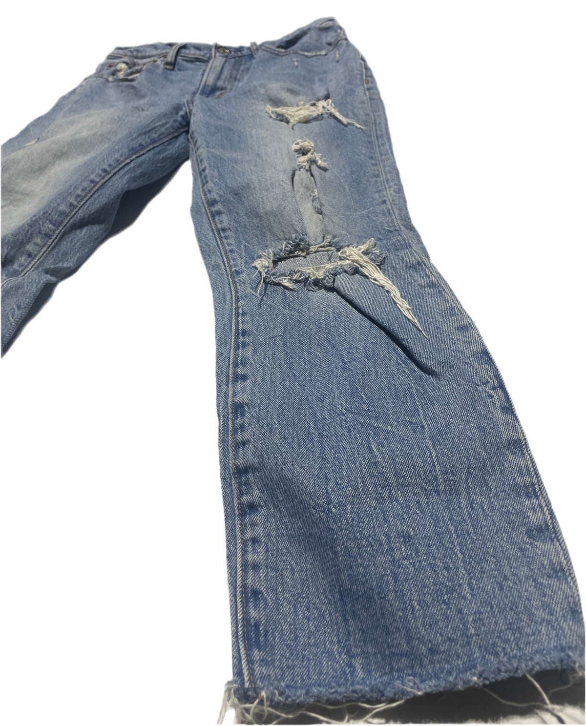 Abercrombie & Fitch Curve Love Boyfriend Mid Rise Distressed Jeans Women’s 25 Raw Hem