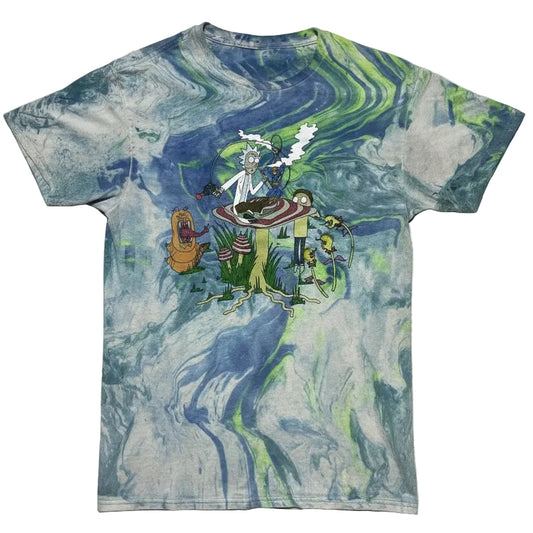 Rick and Morty Tie-Dye Graphic T-Shirt – Medium – Psychedelic Portal Design