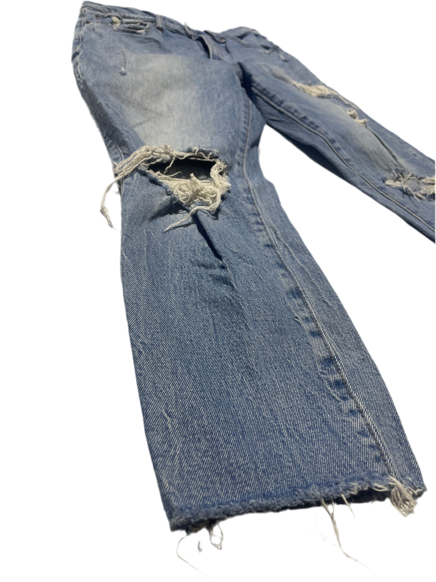 Abercrombie & Fitch Curve Love Boyfriend Mid Rise Distressed Jeans Women’s 25 Raw Hem