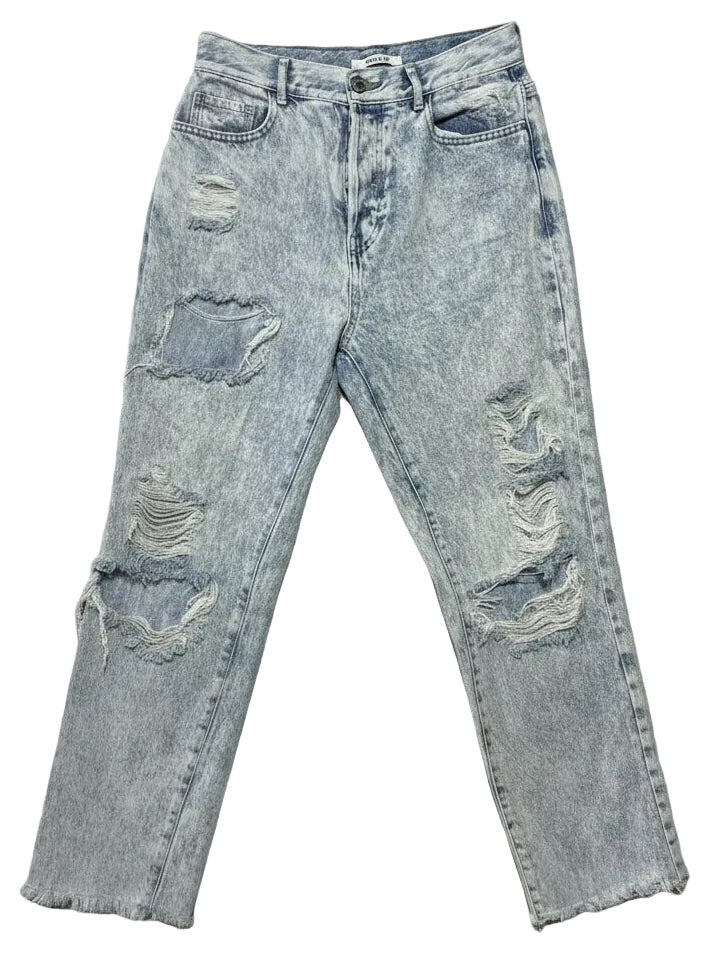 PacSun High-Rise Straight Leg Distressed Jeans - Size 26, Light Wash, Button Fly, Vintage Y2K Style