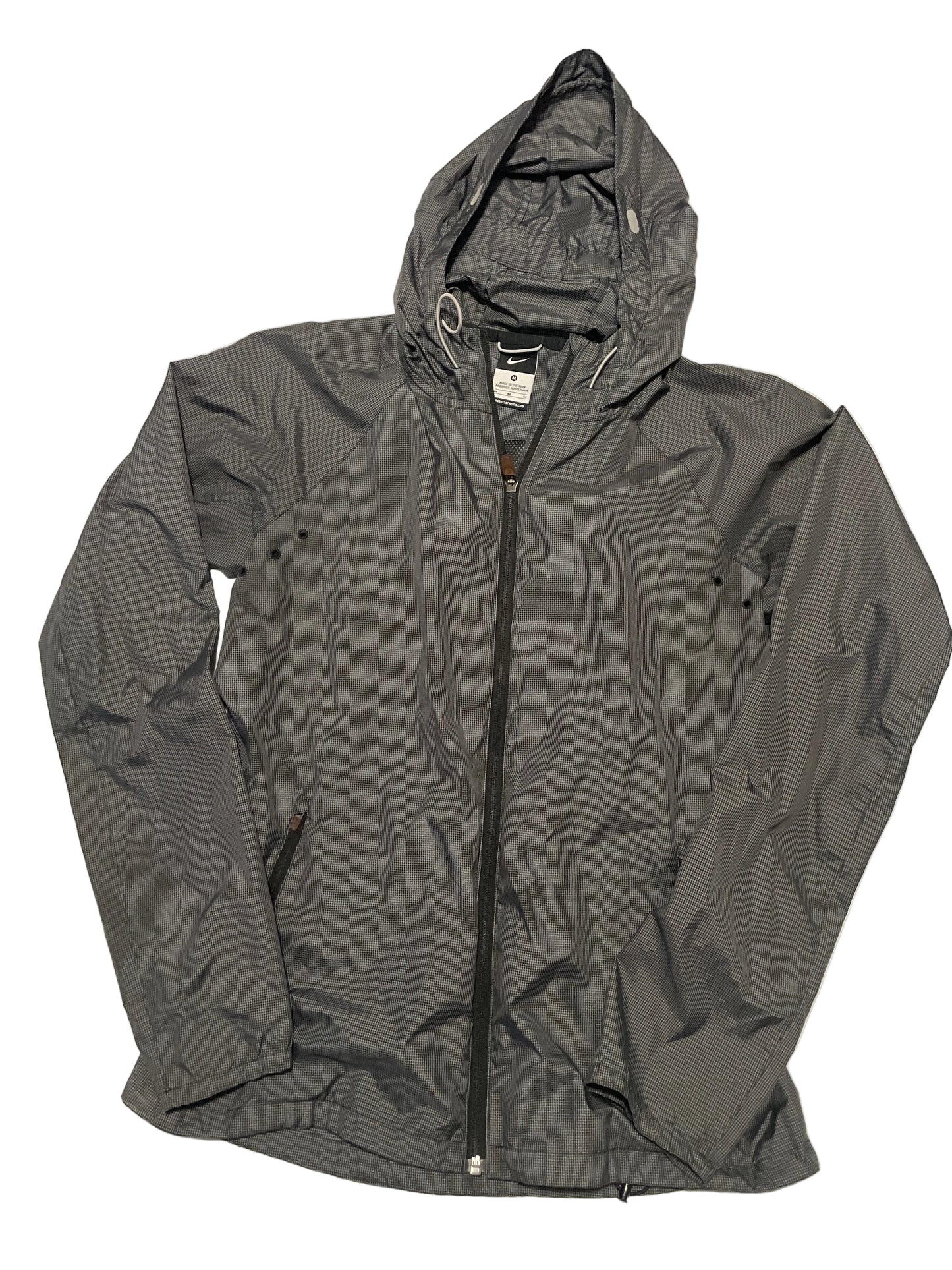 Nike Gray Lightweight Hooded Windbreaker Jacket Men’s Medium Full Zip
