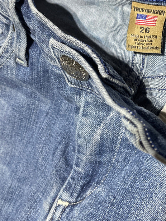 True Religion Women’s Distressed Jeans - Size 26, 29” Inseam, Made in USA, Vintage Denim