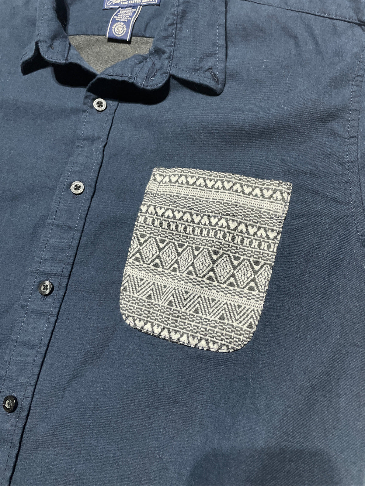 American Rag Men’s Large Navy Tribal Print Button-Down Shirt
