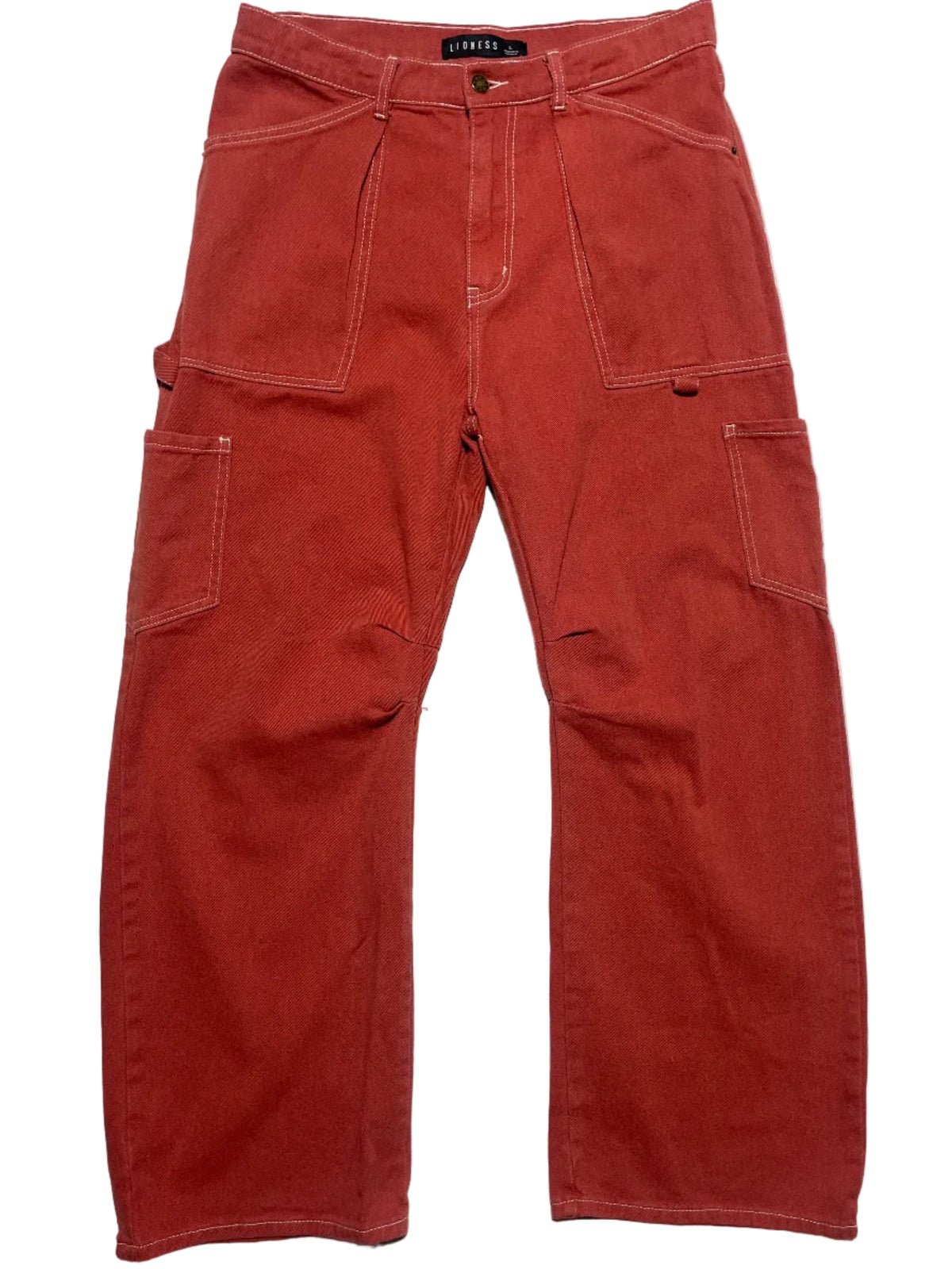 Lioness Red Utility Cargo Pants – 100% Cotton, Size L