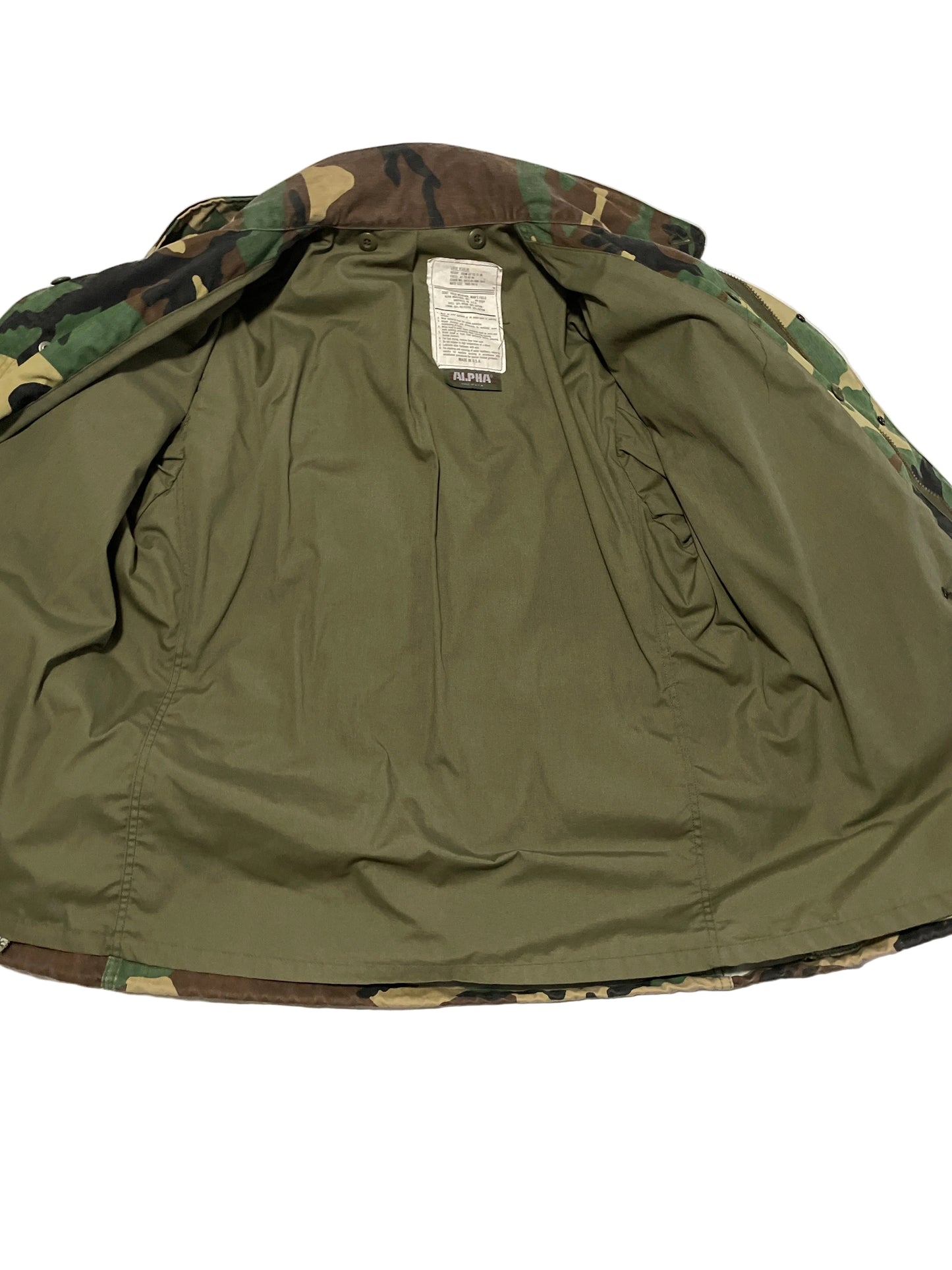 Vintage Alpha Industries M‑65 Field Jacket Large Regular Olive Green (Hood Missing)