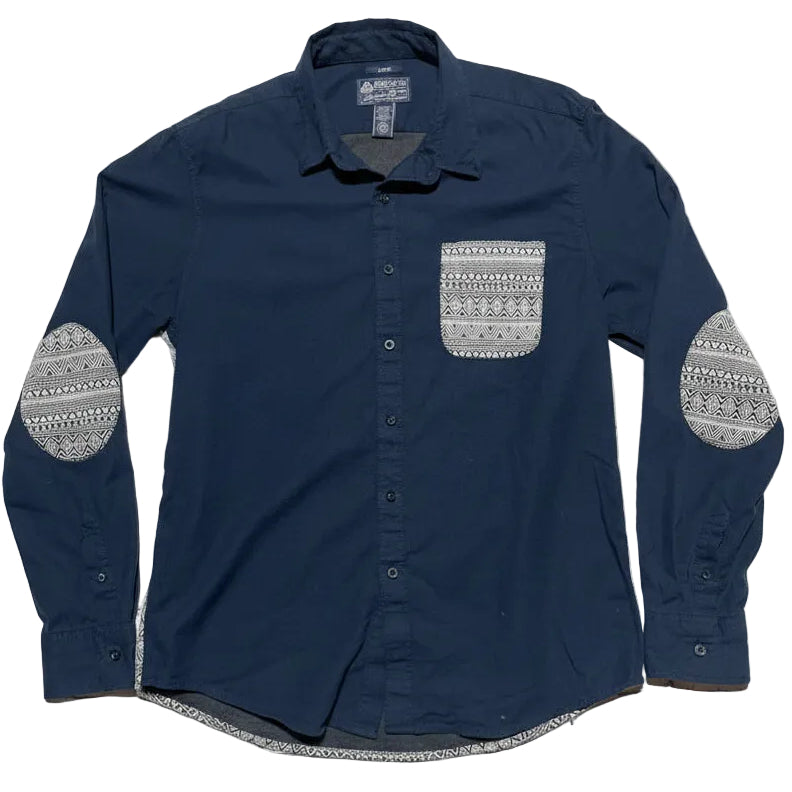 American Rag Men’s Large Navy Tribal Print Button-Down Shirt