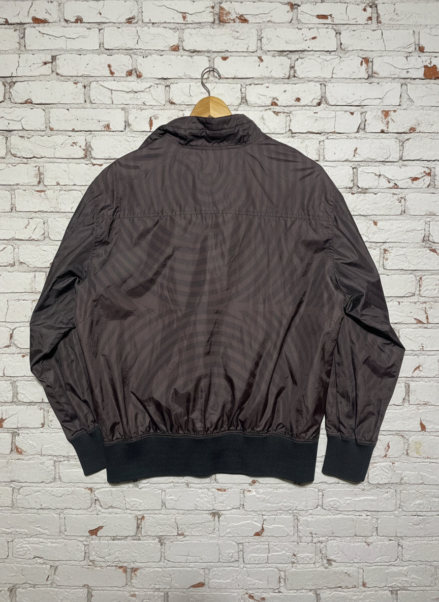 Y2K Rocawear 10‑683‑0 Spiral Nylon Bomber Jacket 2XL – Black/Dark Brown Mesh Lined Hip Hop Windbreaker