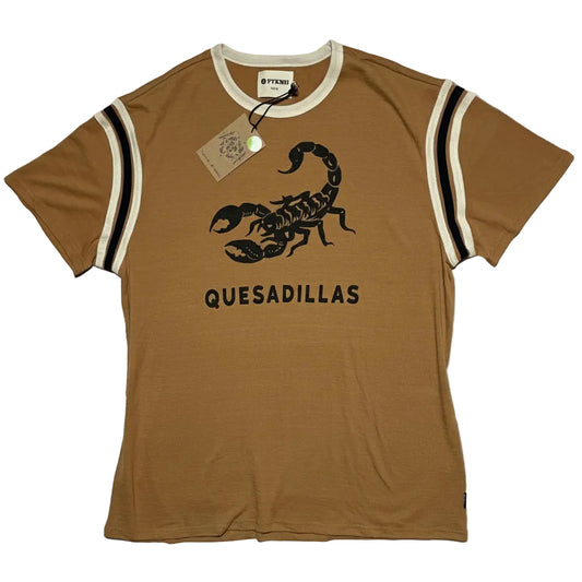 Pyknic Quesadillas Scorpion Ringer Tee - 2XL Retro Food Pun Shirt