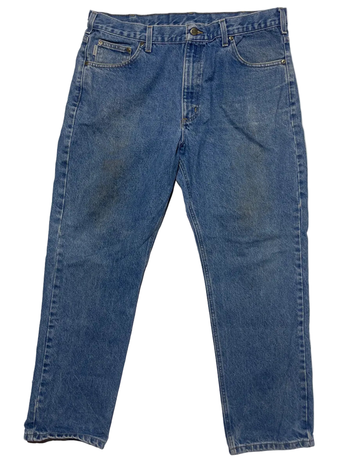 Carhartt Relaxed Fit Blue Work Jeans 100135 Made in Nicaragua Sz 38