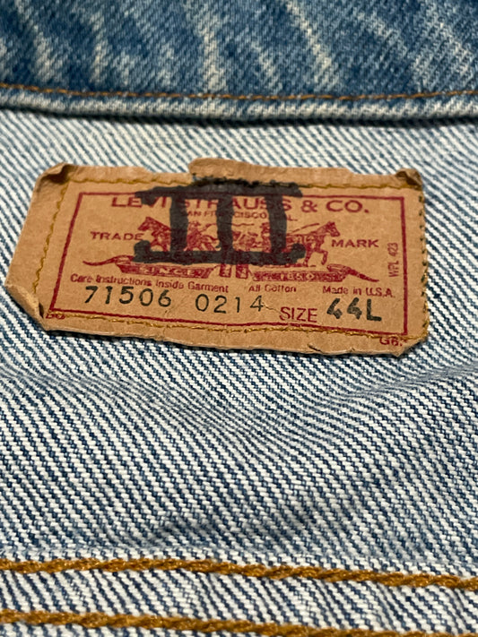Vintage 1989 Levi’s 70506 (71506-0214) Denim Trucker Jacket - Made in USA - Size 44L (Long)