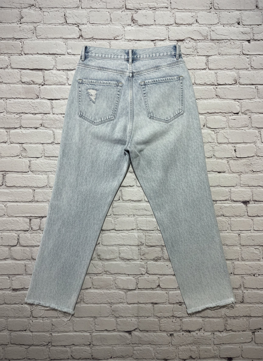 PacSun High-Rise Straight Leg Distressed Jeans - Size 26, Light Wash, Button Fly, Vintage Y2K Style