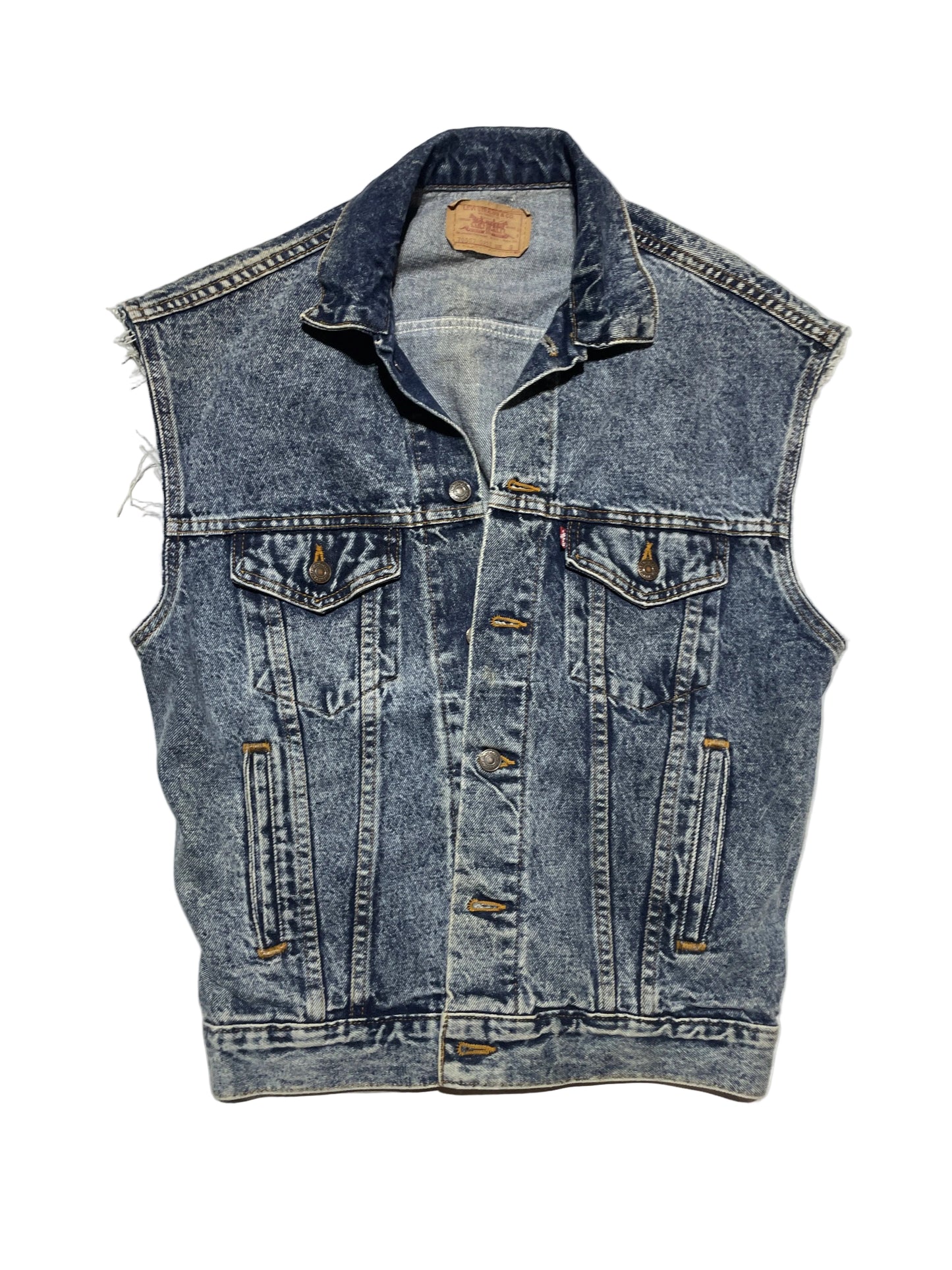 Vintage 80s Levi’s 70507-0227 Acid Wash Cutoff Trucker Vest USA Made – Size Small