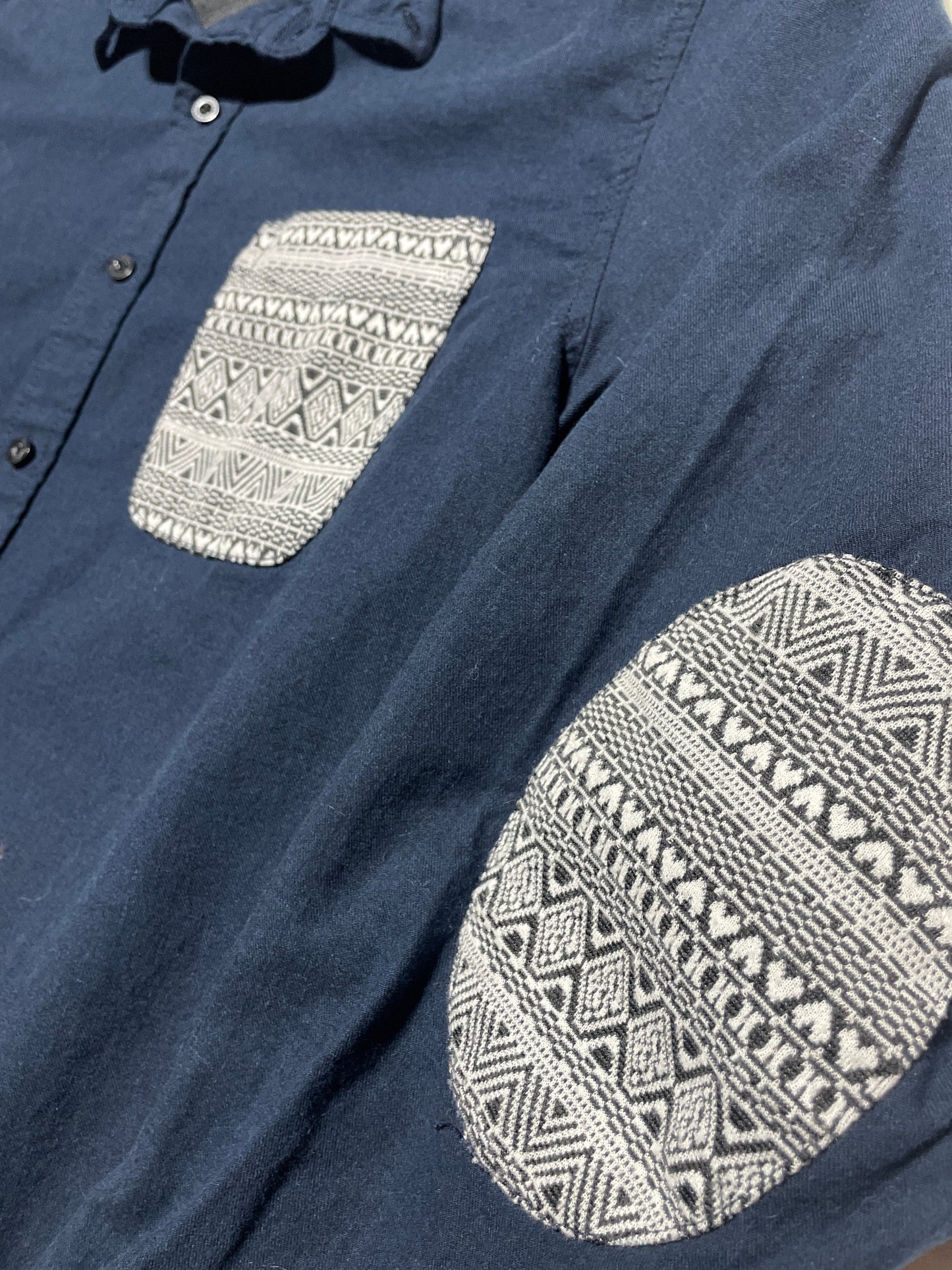 American Rag Men’s Large Navy Tribal Print Button-Down Shirt