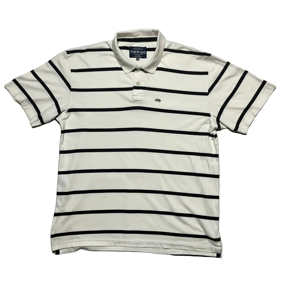 ECKO UNLTD 3XL Men’s Striped Polo Shirt Y2K Streetwear Classic White Black Big & Tall