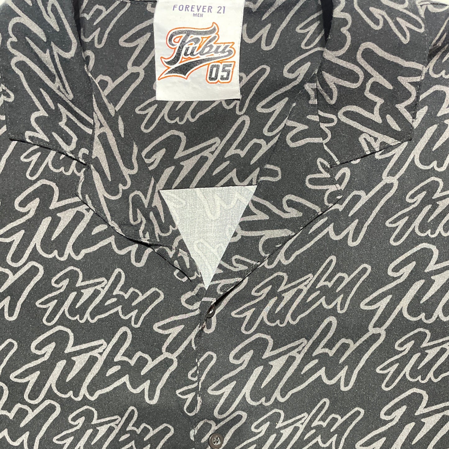 Fubu x Forever 21 Script Logo Button-Up Shirt – Size XL Black White Y2K Streetwear Men’s