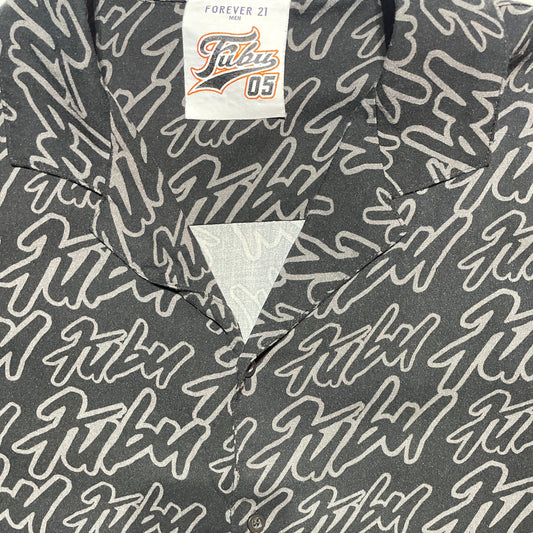 Fubu x Forever 21 Script Logo Button-Up Shirt – Size XL Black White Y2K Streetwear Men’s