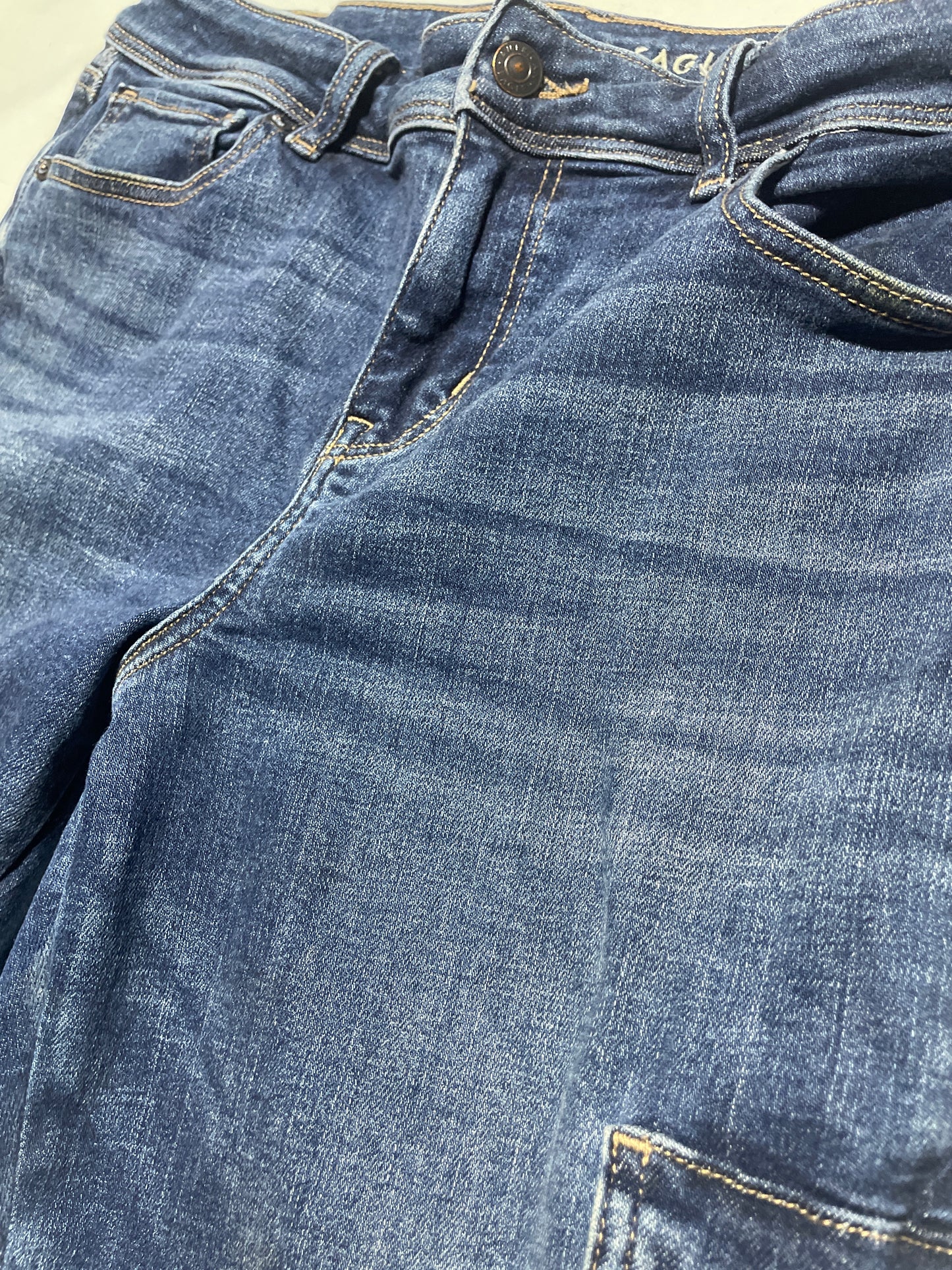 American Eagle Stretch Cargo Flare Jeans Women’s Size 10 Short Blue Mid Rise