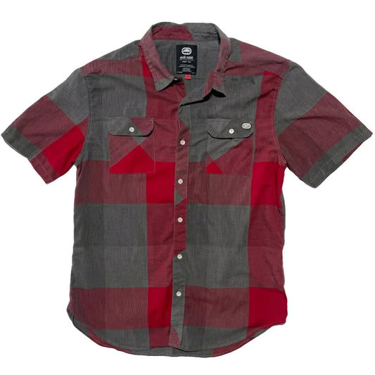 ECKO unltd. Plaid Short Sleeve Button-Up Shirt - Size Large, Red & Gray Vintage Streetwear